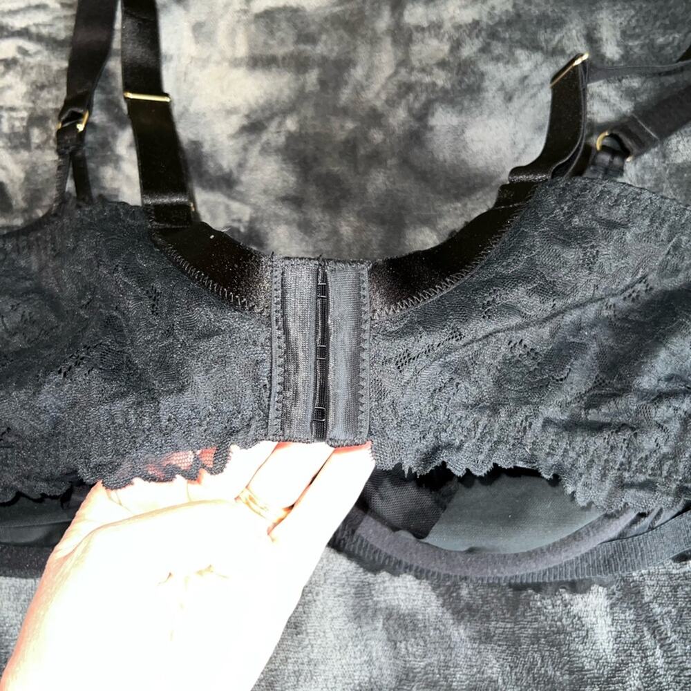NWT Black Lace Balconette Bra 42DD Underwire Unlined Auden Plus Size - Picture 5 of 6